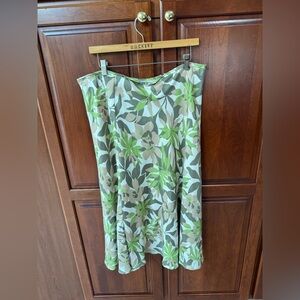 🍃Kate Hill Leaf Pattern Silk Skirt, 16🍃
